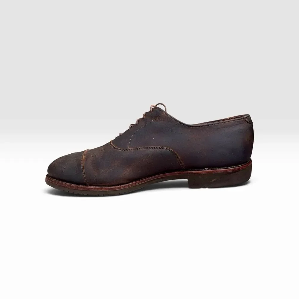 Allen Edmonds Barton Mens 10 D Brown Leather Cap Toe Oxford Shoes USA Vibram